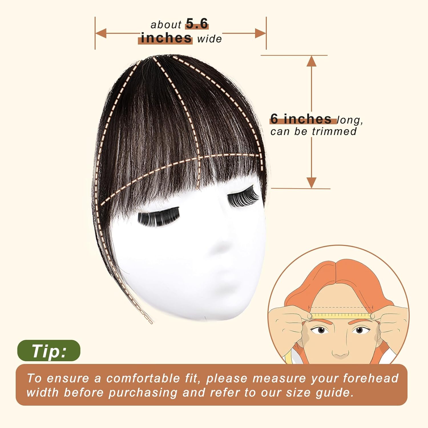 YK 100% real person hair clip style bangs full face shape suitable for curved bangs with temples suitable for daily wear with flowing air bangs