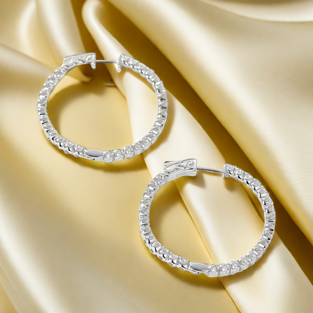 925 Sterling Silver VVS1 Moissanite 30mm Hoop Earrings, Fashion star personality earrings