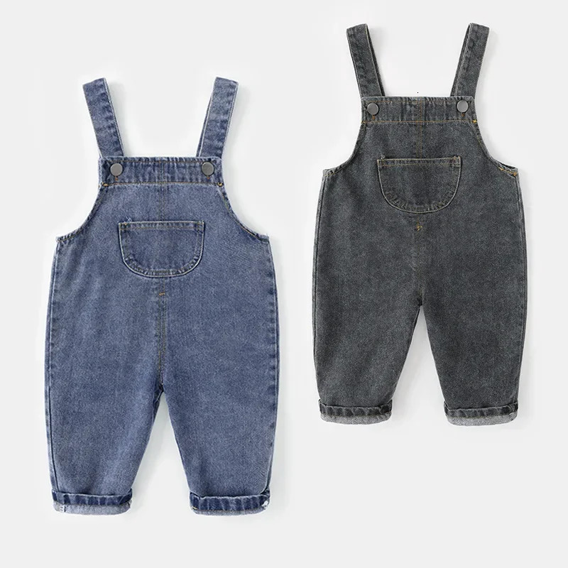 Children Clothing Infant Baby Boys Girls Jeans Jumpsuits Solid Denim Pants Toddler Kids Overalls Outfits 250508