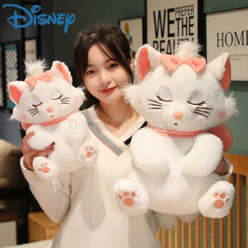 Disney Cute Marie Cat Plush Dolls The Aristocats Cartoon Sleepy Face Marie Bow Plushies Doll Soft Stuffed Animals Pet Toy Gifts Z250508