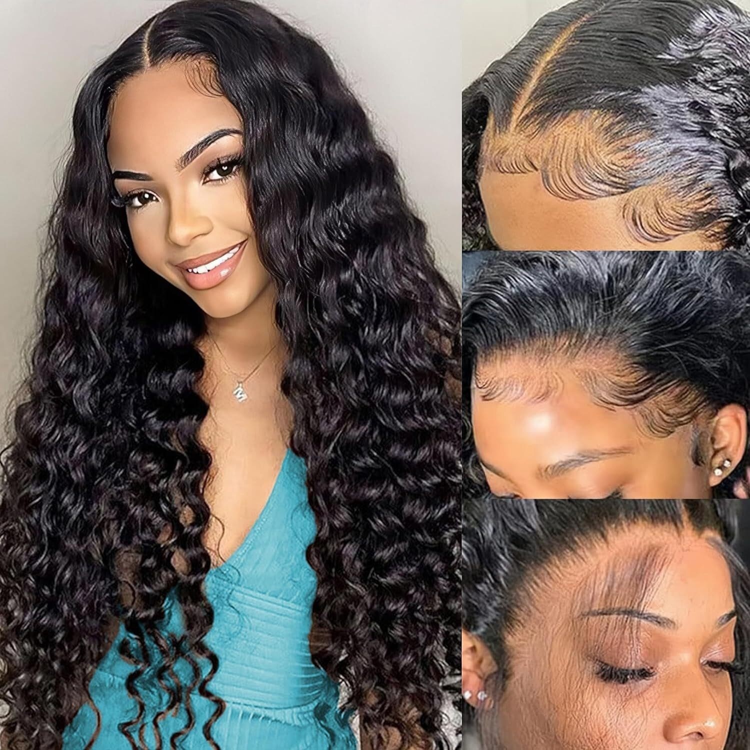 hot Wig selling hand hook 13 * 4 front lace synthetic wig black medium split long curly hair