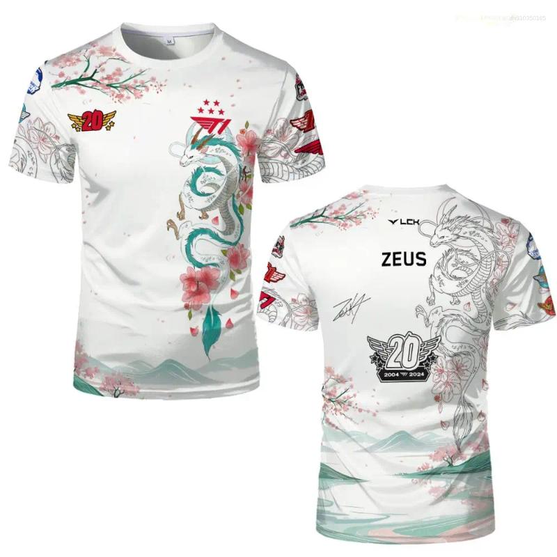 Mens T Shirts T1 E-sports Club 20th Anniversary Special T-shirts Trendy Competition Tops Faker Fan Support T-shirt