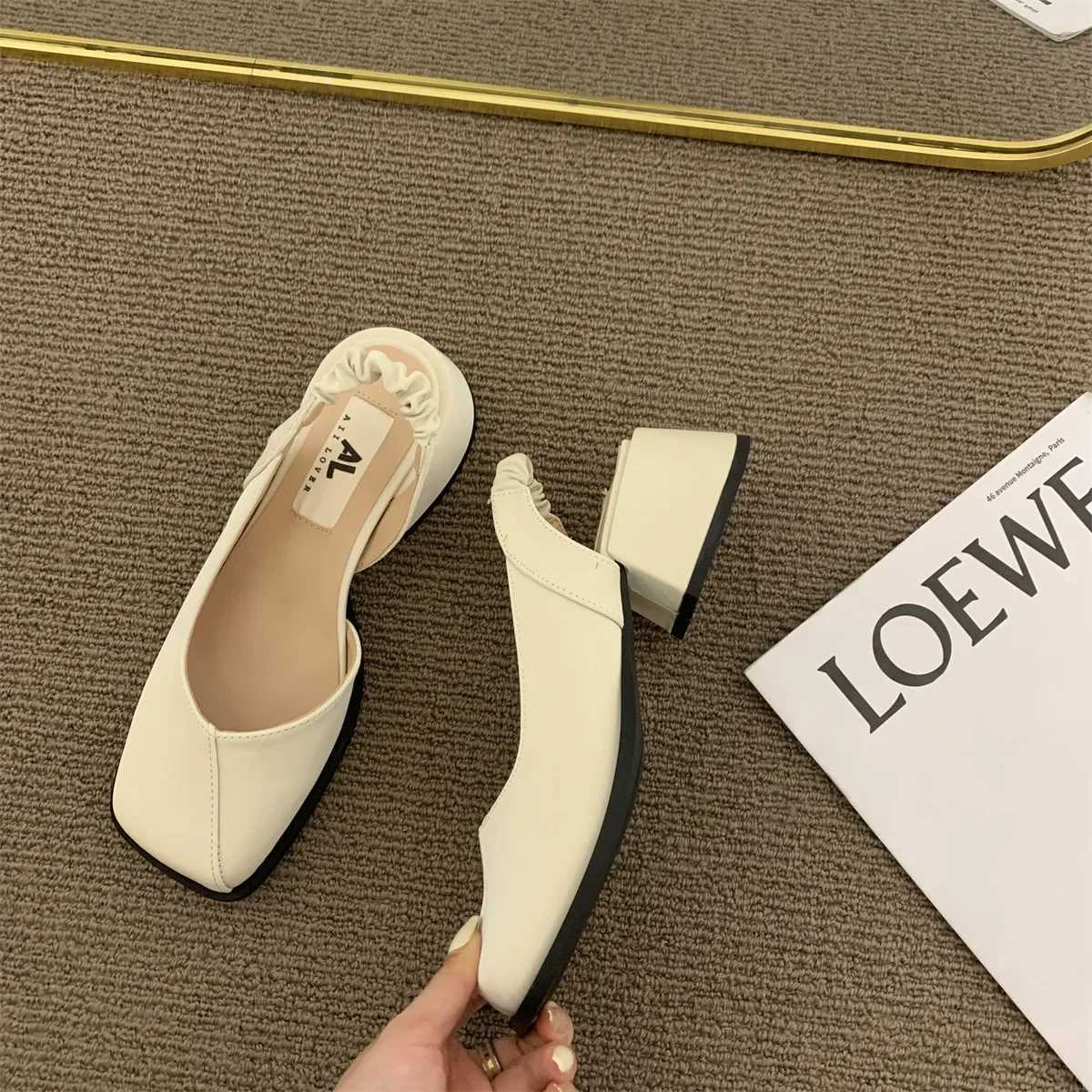 Thick Heel Baotou Sandals Mary Jane Sandals for Women Shoes Fi Chunky Heels Square Toe Dress Comfortable SandalsXJ250508