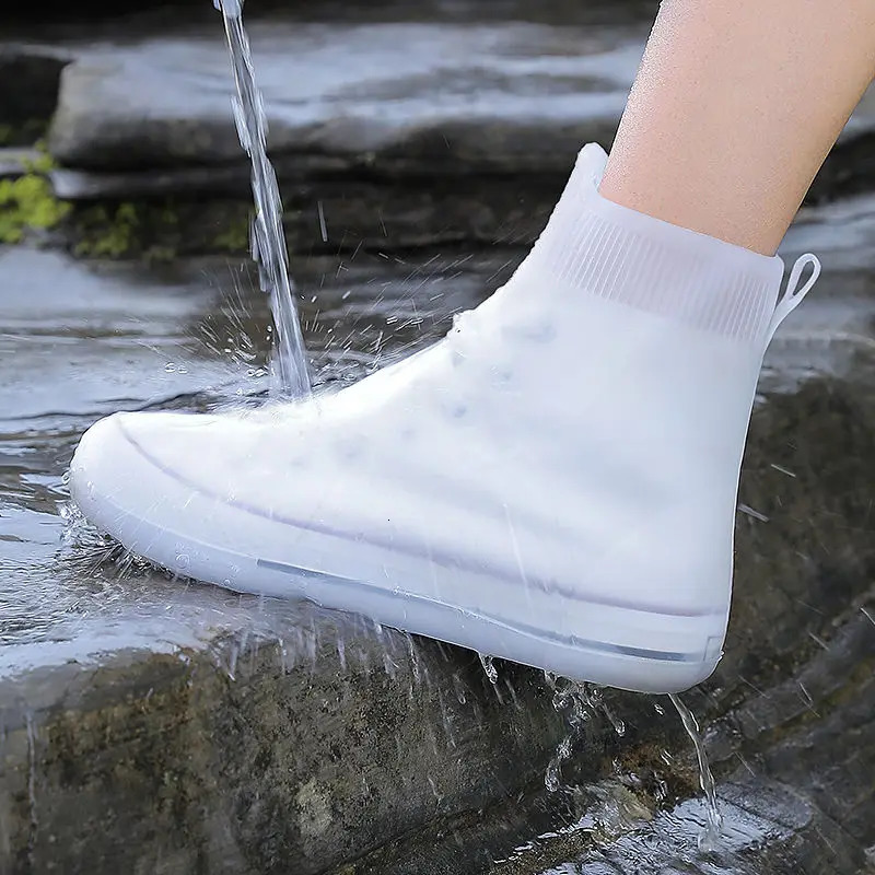 1 pair of reusable rainy season silicone rain boot covers thickened anti slip latex accessories 250428s