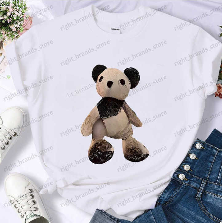 Women's T-Shirt 2025 New For Women's Sports Summer T-shirt Cotton Bear Printed Casual Oversized Shirt T230523