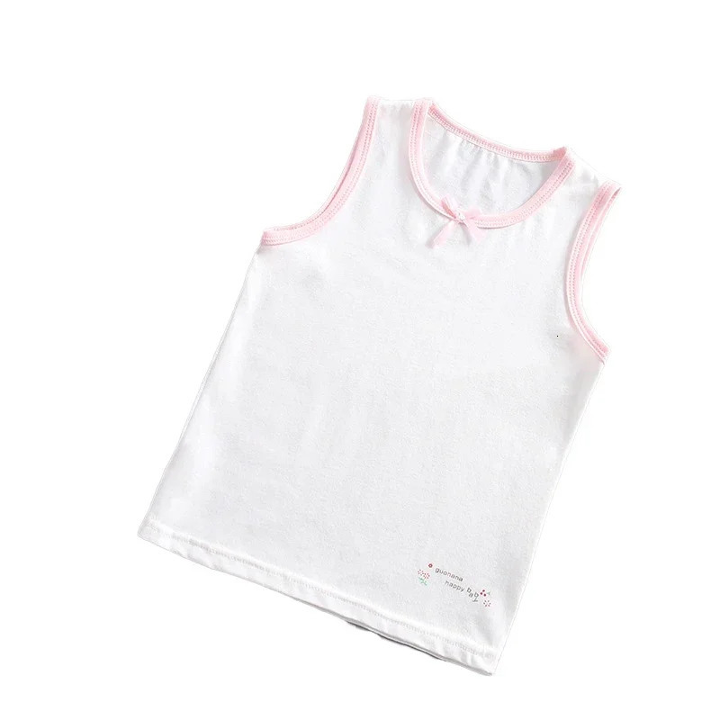 Kids Vest Tank Top Girl Tops Soft Korean Style Pink/Flowered 100-150Yard Cute Fashionable Wear Toddler Tops Teenage Clothes 250508