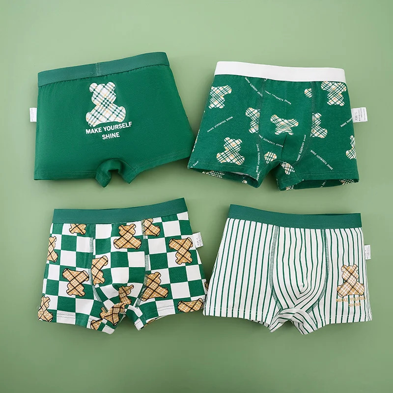2/4/6 Pcs Boys Boxer Briefs Kids Cotton Underwear Breathable Baby Underpants Teenager Cartoon Print Children Panties 250508