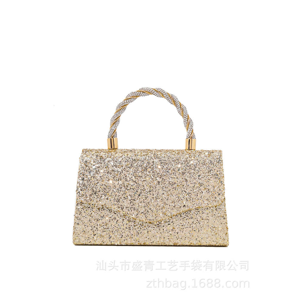 Dinner Bag Dinner Bag New Sequined French Banquet Shiny Small Square Fairy Water Diamond Hand Held Bag Temperament Crossbody Dinner Bag KQ KQ