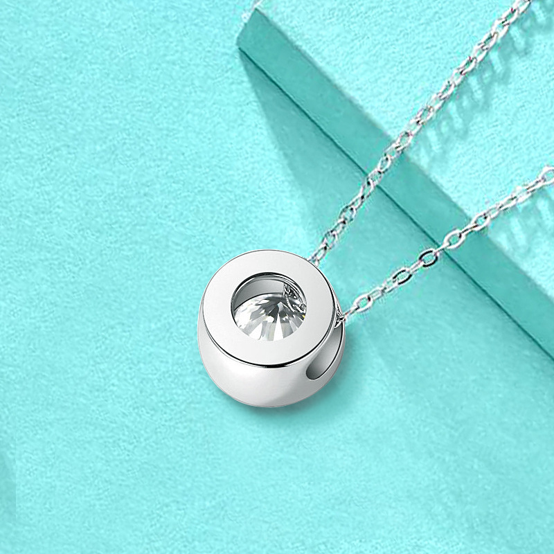 Chic & Sophisticated Unisex 925 Sterling Silver Chain Link Necklace Featuring a Sparkling Bubble-Zirconium Drop