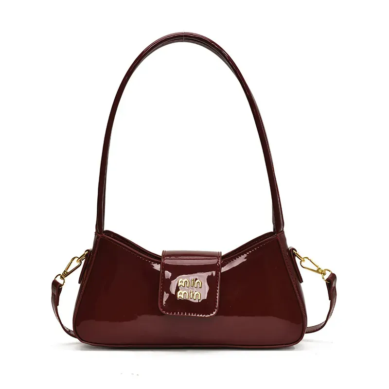 hot free shipping designer shoulder bags new casual handbag fashionable patent leather black Underarm bag for women
