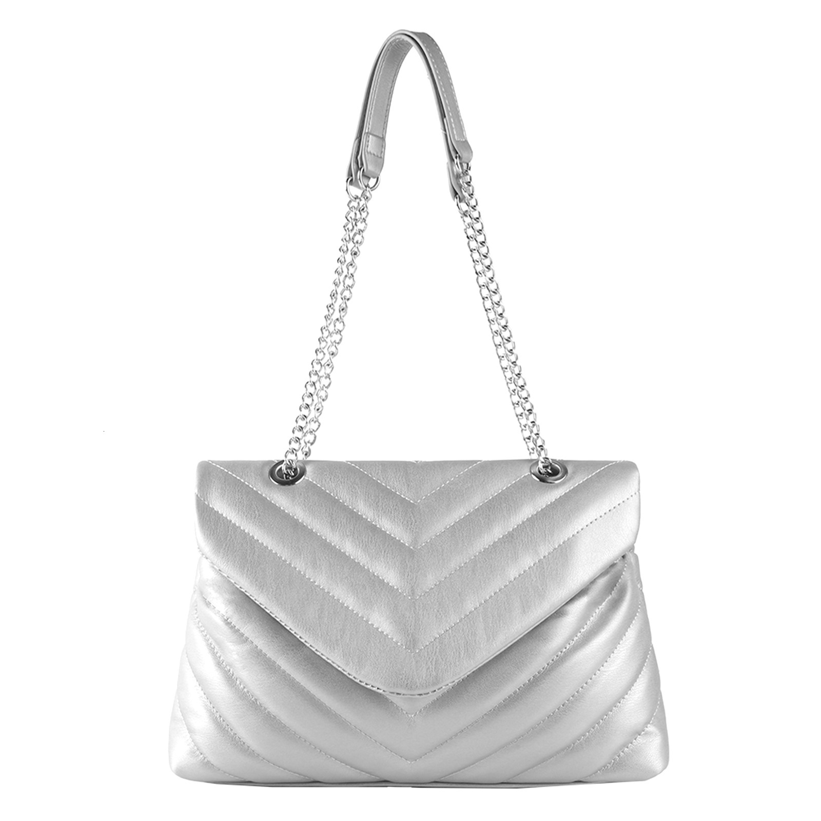 Commuter Soft One Shoulder Crossbody Handbag Women's Metal Embroidery BagV Versatile Chain Diamond Checker Bag