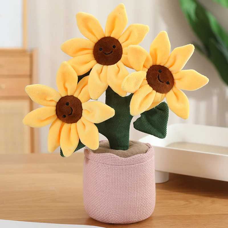 32cm Sunflower Potted Plant Bouquet Doll Plant Plush Toy Simulation Flower Bouquet Flower Sunflower Bookshelf Sofa Car Ornament X250508