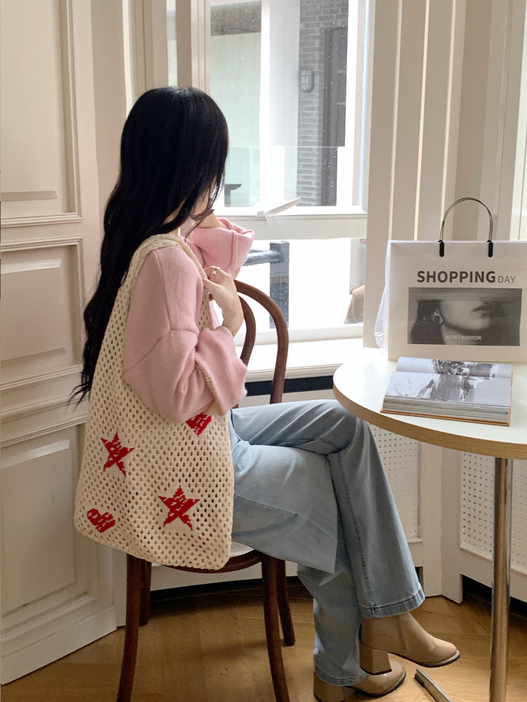 Cross-border European-style single-shoulder bag for women, underarm bag, knitted tote bag, 2024 new model, Korean-style versatile knitted bag