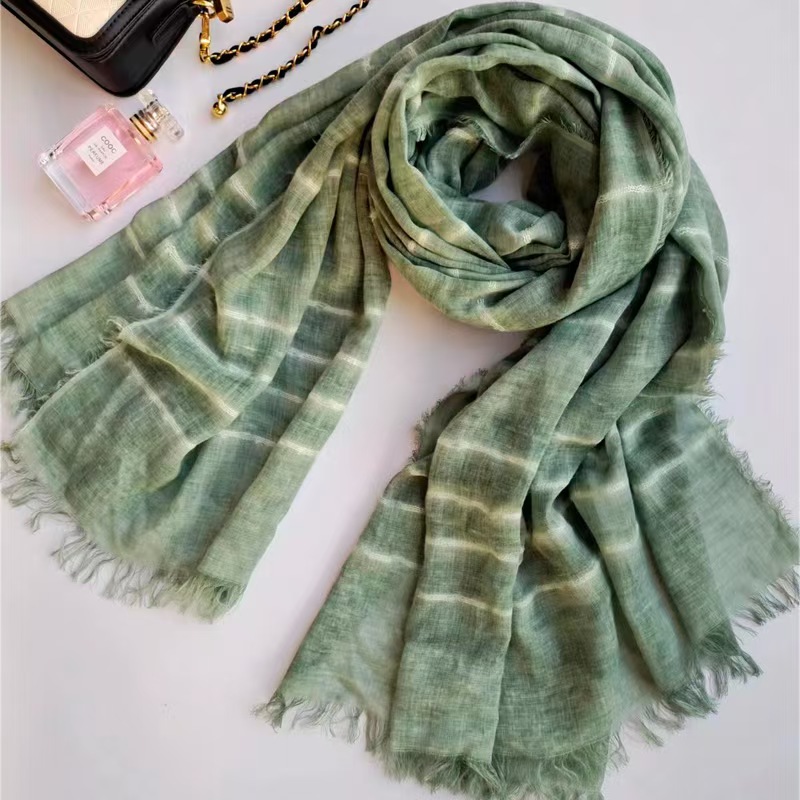 T659 Spring and Autumn new solid color scarf polyester-cotton blended dirty dyed warm silk scarf shawl