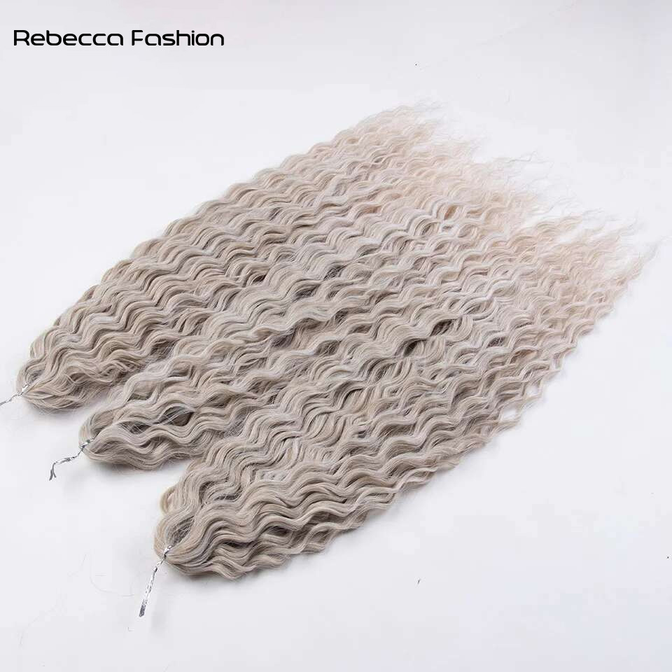 Rebecca Fashion Hair Synthetic Hair Water Wave 24Inch Braid Hair Twist Crochet Hair Black Ombre Pink Deep Wave Braiding Hair Extension Cosplay