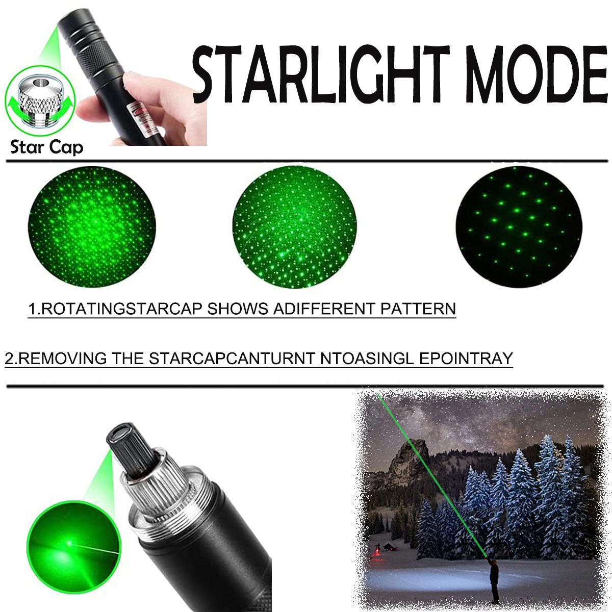 Long Range Green Laser Pointer,Laser Pointer High Power Pen, Green Pointer Rechargeable for Hiking, Cat Laser Toy USB Charge