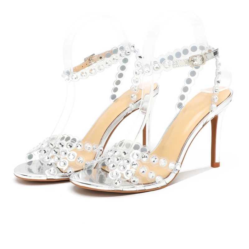 New Summer Womens High-heeled Sandals Elegant Lady High Heels Jelly Diamd Sandals Stiletto Round Toe Sier High HeelsXJ250508