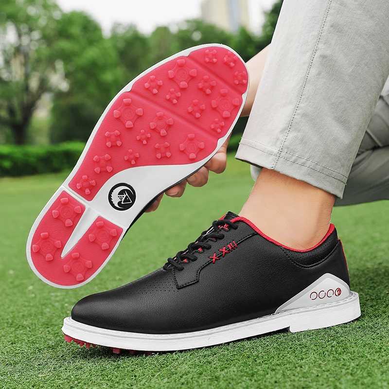Mens Golf Shoes Waterproof Leather Golf Sneakers Non-slip Spikeless Golf Trainers Lace-up Golf Business Dress Shoes Size 40-47 X2505081