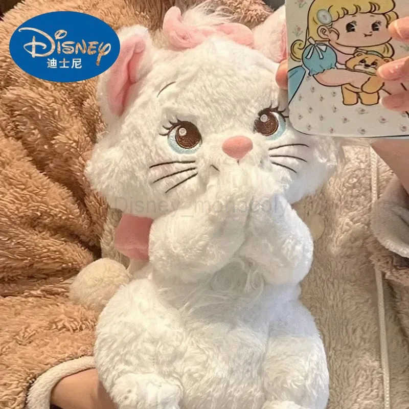 Disney Cute Marie Cat Plush Dolls The Aristocats Cartoon Sleepy Face Marie Bow Plushies Doll Soft Stuffed Animals Pet Toy Gifts Z250508