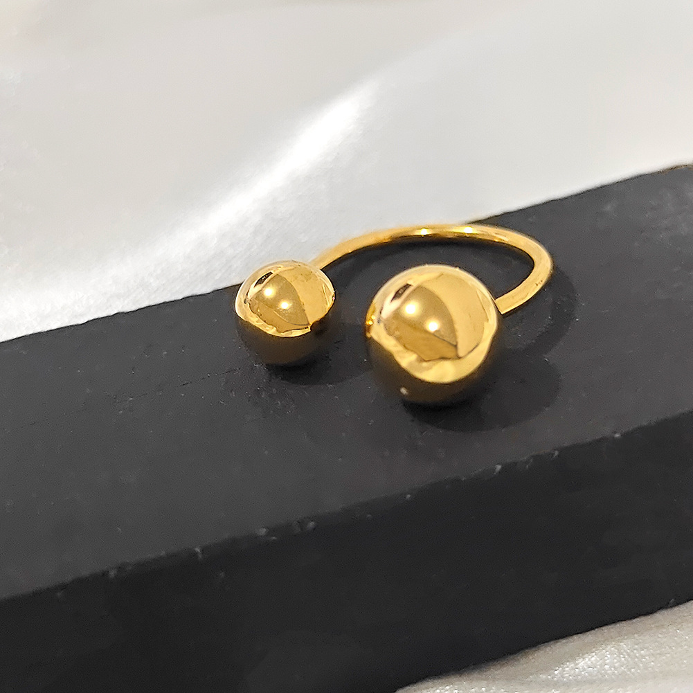 Personalized size round ball ring, female niche, high-end, gold-plated opening ring accessory