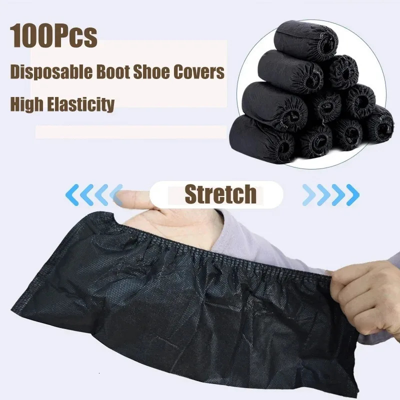 100 count disposable boot shoe covers with anti slip and elastic properties are used for indoor carpet floor protection in the workplace 250428s