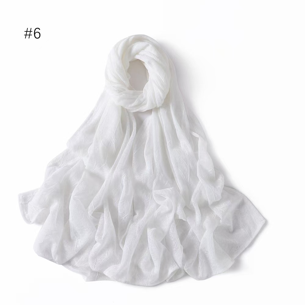 T660 lace breathable soft hollow elastic wave leaf solid color tulle scarf head scarf hijab scarf