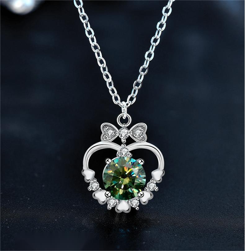 Trendy Bridal Accessory - Lustrous Moissanite Accented Heart Pendent by Precious 925 Silver Chain