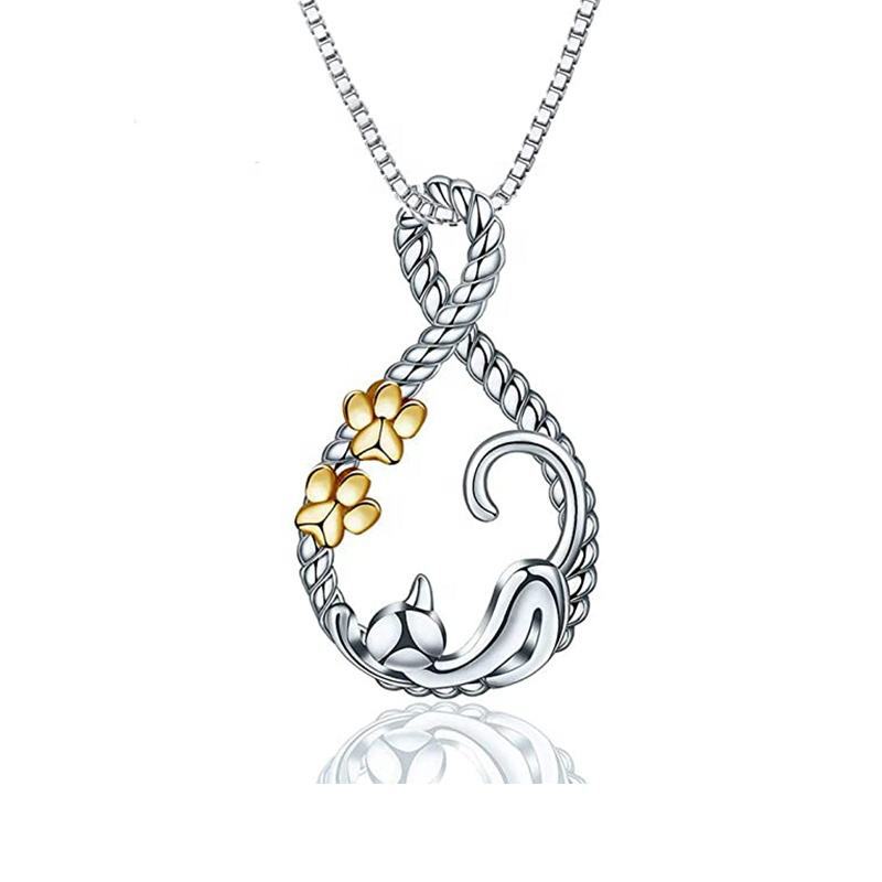 Women's Charming Cats & Flowers S925 Solid Silver Chain Accessory