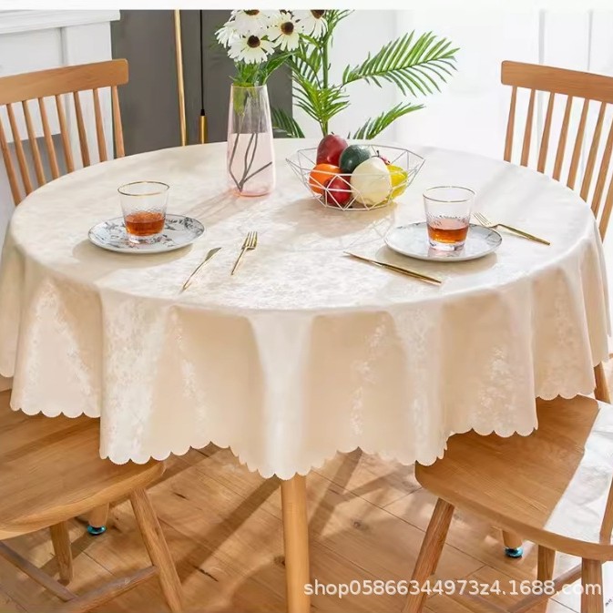 XX0376 high-grade waterproof, oil-proof, scalding-proof and washable tablecloth for restaurants, household round PU tablecloths for hotels, dirt-resis