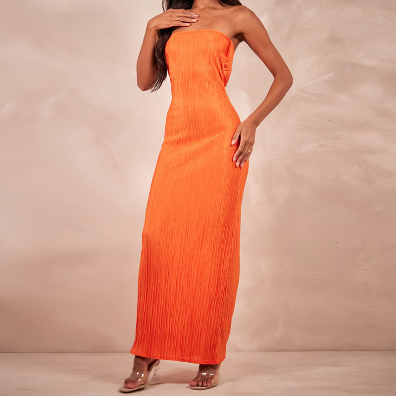 2023 strapless printed pleated slim fit jumpsuit long dress womens dress
