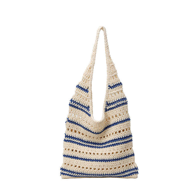 Trendy new hollow woven small fresh artistic style tote bag, niche and lazy, sweet and casual single shoulder women's bag