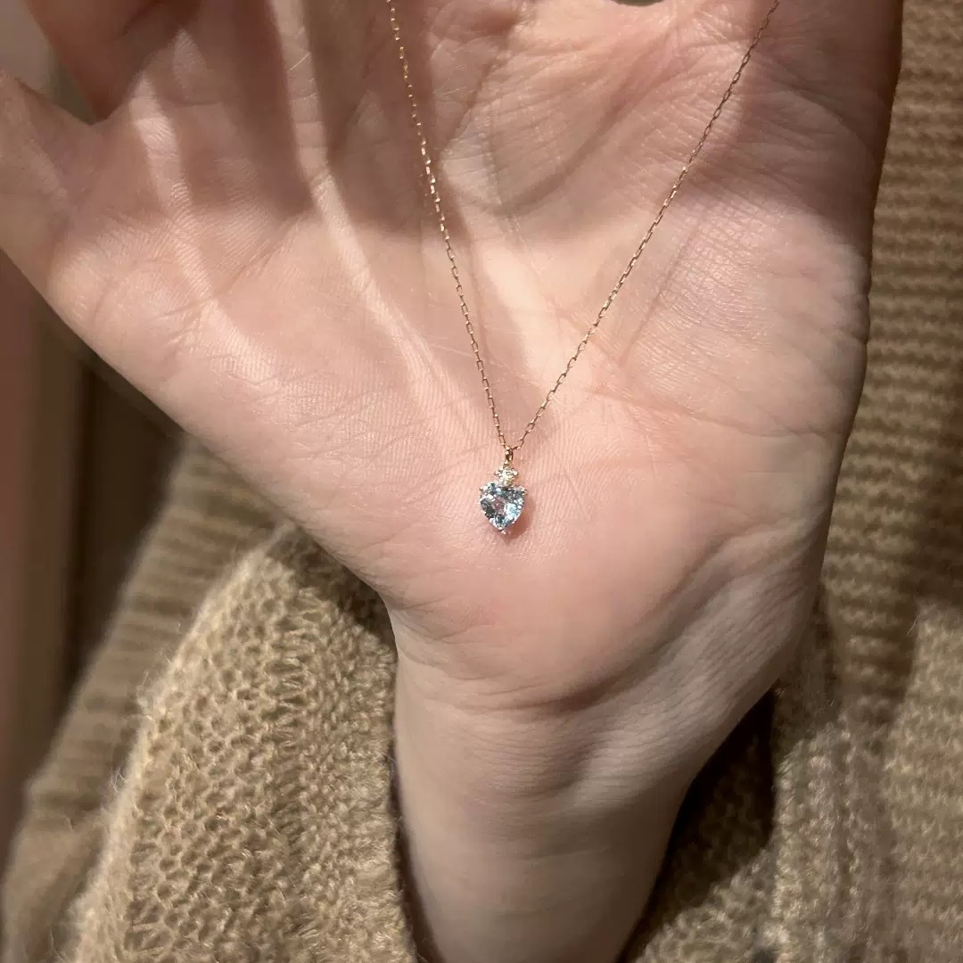 Genuine 100% S925 Sterling Silver Sweet Cute Luxury Jewelry Heart Shape Aquamarine CZ Diamond Gemstones Party Women Wedding Clavicle Neckalce Lover Gi
