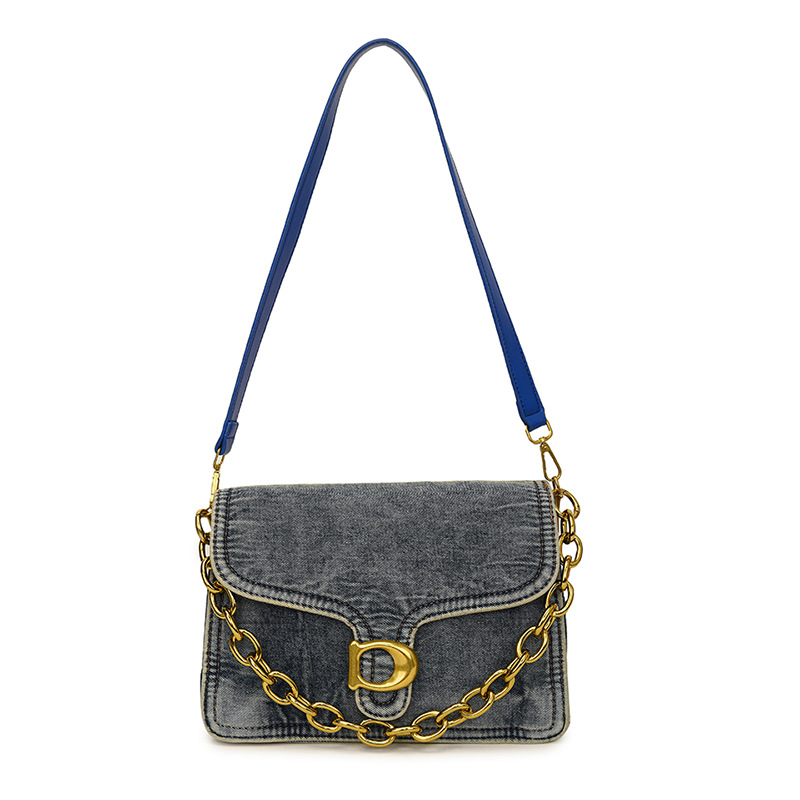 2025 Trendy Women's Denim Crossbody Bag - Premium Distressed Cowboy Tote with Detachable Chain Strap, Spacious Casual Shoulder Purse Hot Sale
