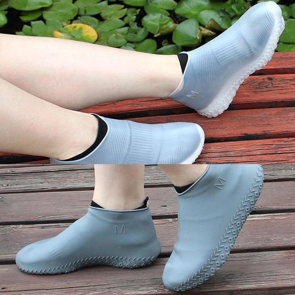 2 pairs of silicone shoe covers waterproof wearresistant rainproof protectors anti slip boots reusable rubber 250428s