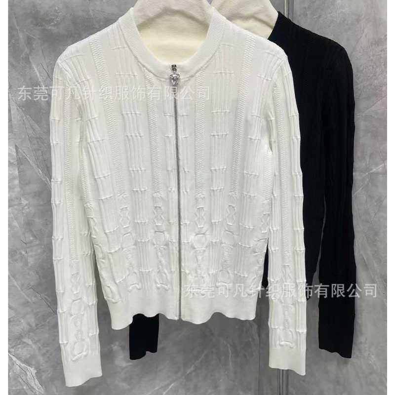 Women's Knits & Tees designer H Knitted Round Neck Long Sleeve Short Cardigan Womens Zipper Round Neck Sweater Jacket Trendy high-quality Summer New