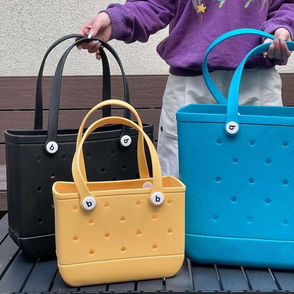 S/M/L EVA Waterproof Rubber Travel Picnic Storage Basket Women Shopping Shoulder Handbag Jelly Sac Croc Beach Tote Bag