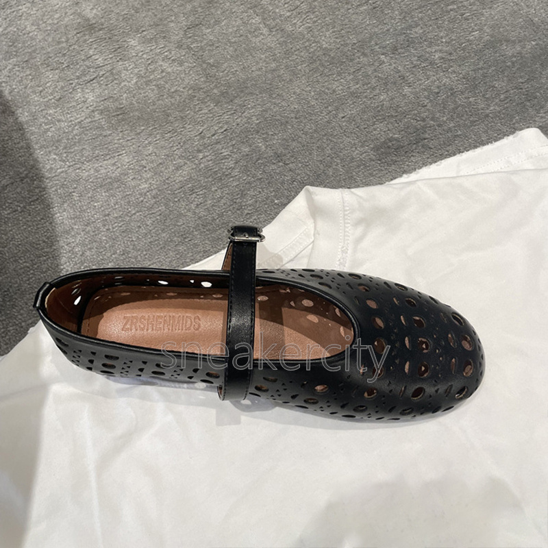 2025 ballet flats heels loafers womens luxury shoes designer spring summer one-line buckle strap shallow mouth cut-outs round toe elegant women dress 