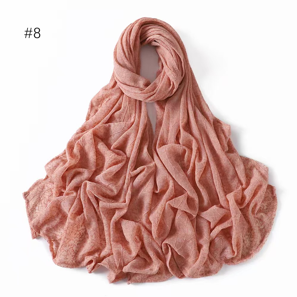 T660 lace breathable soft hollow elastic wave leaf solid color tulle scarf head scarf hijab scarf