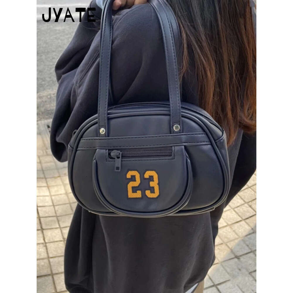 Fashion 23 Embroidery Navy Shoulder Bag Preppy Style Zipper High Quality Ladies Bags New Vintage Street Chic Handbags Y2K