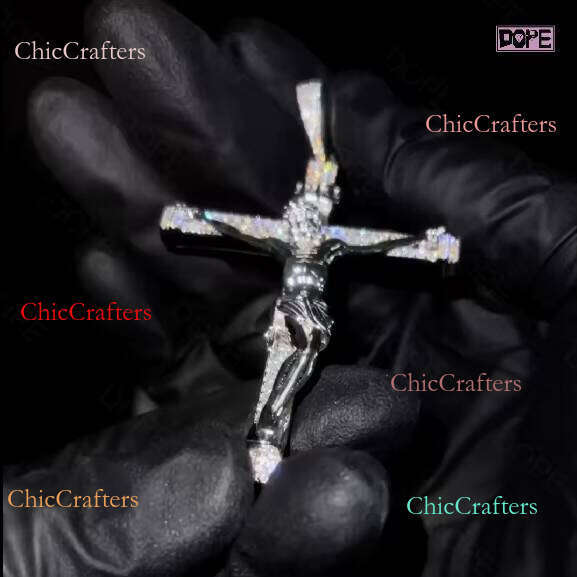 Hiphop 3D Iced Out Jesus Cross Sier Custom Moissanite Pendant