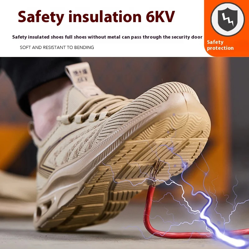 Light Breathable Sneaker Steel Toe Work Shoes Anti-smash Anti-puncture Indestructible Shoes Antistatic Safety Shoes for Men 250507