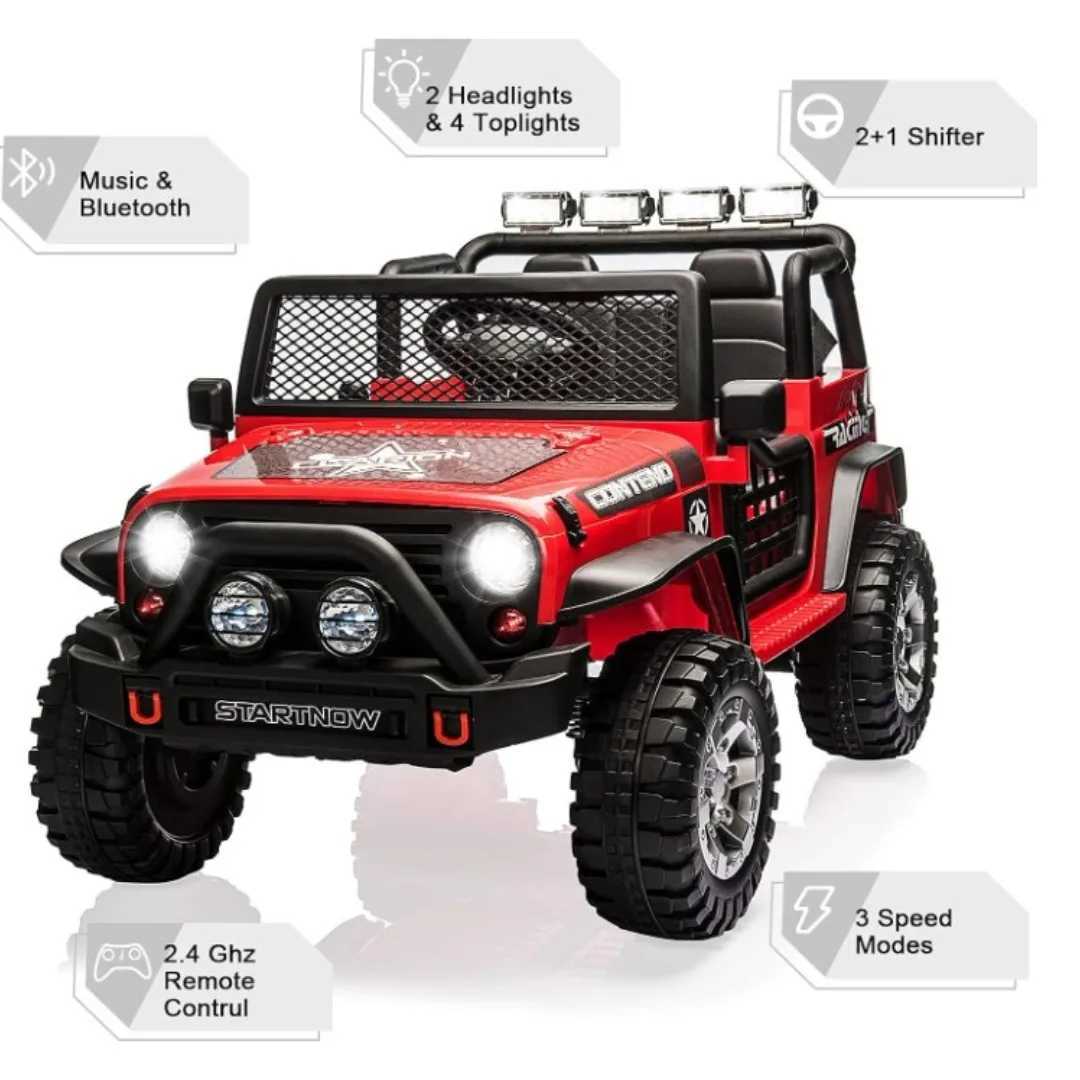 2 Seater Kids Ride on Truck Car 12V Battery Powered Electric Vehicle for Kids w/Remote Spring Suspension LED Light 3 Speeds z250508