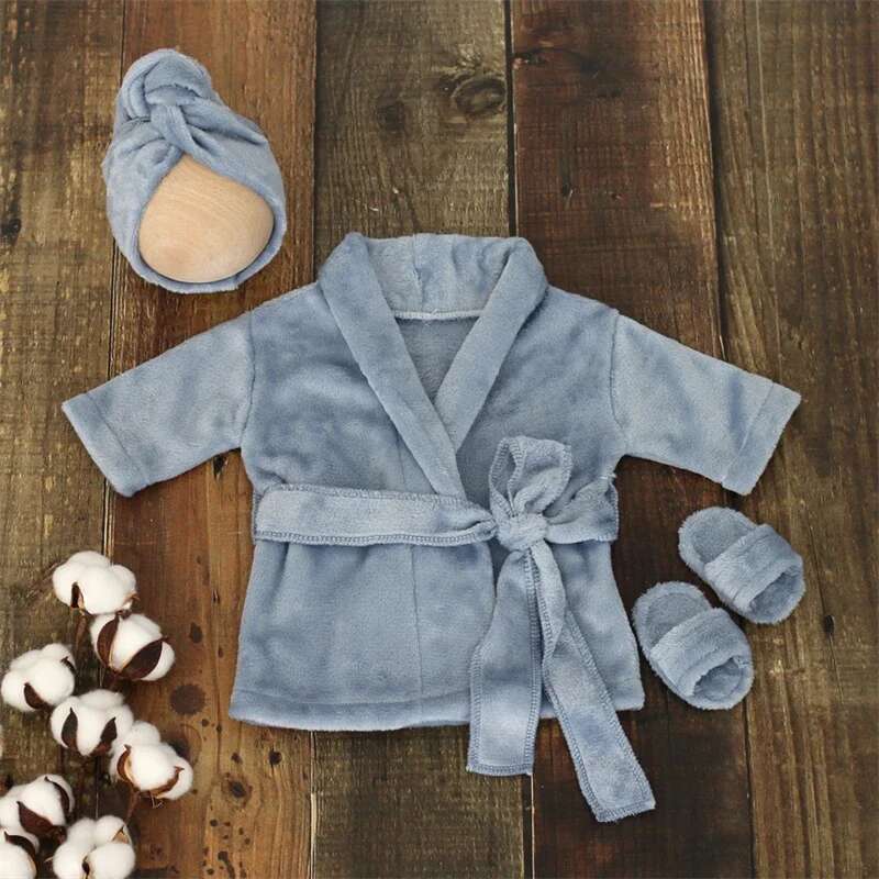 Newborn Photography Props Romper Baby Bathrobe Clothing Soft Fleece Robe Headscarf Shoes Outfits Infant Boy Girl Costume Towel