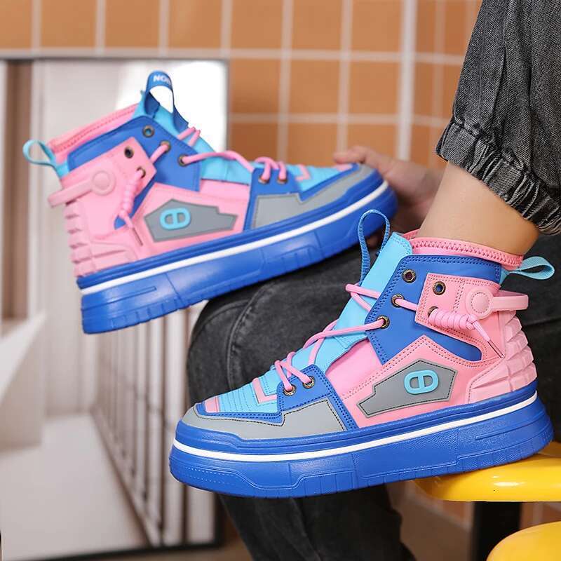 New high top board thick soles increase men's fashion personality all match student sports shoes