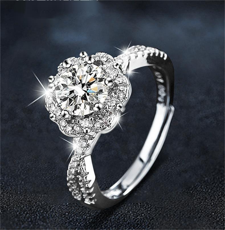 925 Sterling Silver Adjustable Ring, Moissanite Gemstone, Non-Tarnish, Elegant Minimalist Design