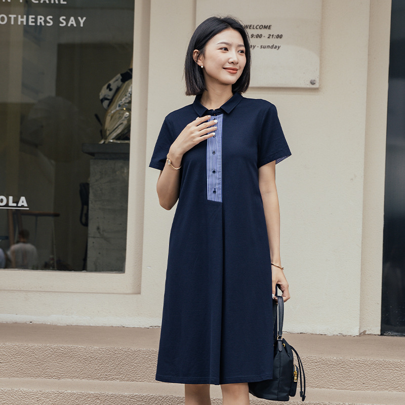 H175 new loose dress for women, large size, polo collar, design, slimming, commuting skirt