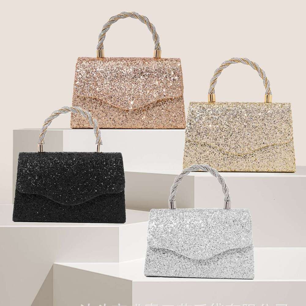 Dinner Bag Dinner Bag New Sequined French Banquet Shiny Small Square Fairy Water Diamond Hand Held Bag Temperament Crossbody Dinner Bag KQ KQ