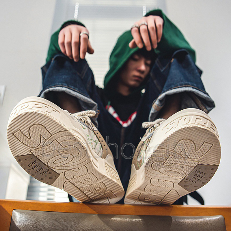 free shipping designer sneakers tenis mens shoes ink-wash painting style trainers thick sole outdoor shoes casual comfortable fashion low flats sport 