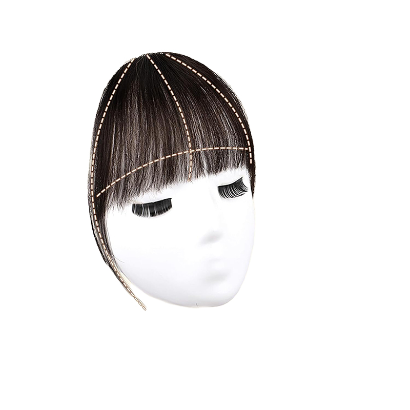 YK 100% real person hair clip style bangs full face shape suitable for curved bangs with temples suitable for daily wear with flowing air bangs