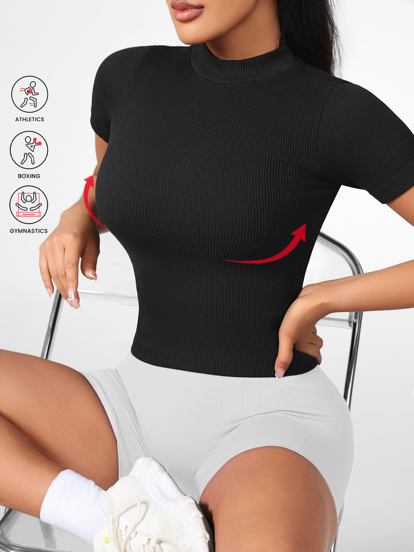 Spring and summer new short sleeved women's nude slimming high elasticity sports yoga T-shirt casual solid color fitness suit